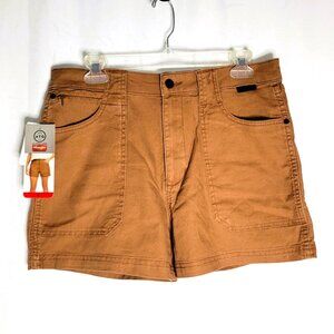 Wrangler ATG Women's Size 8 Canvas Shorts Linen Blend Brown High Waist Chino NWT